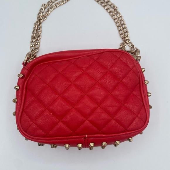 MMS Design Studio Handbags - MMS Red Quilted purse with Gold Chain and studs